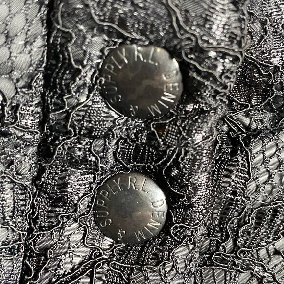 Ralph Lauren Denim & Supply Puffer Vest Lace Zip Up Snap Up Black Womens Size XS - Picture 5 of 12